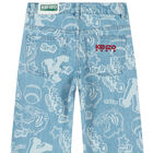 Girls Blue Denim Varsity Logo Jeans, 1, hi-res